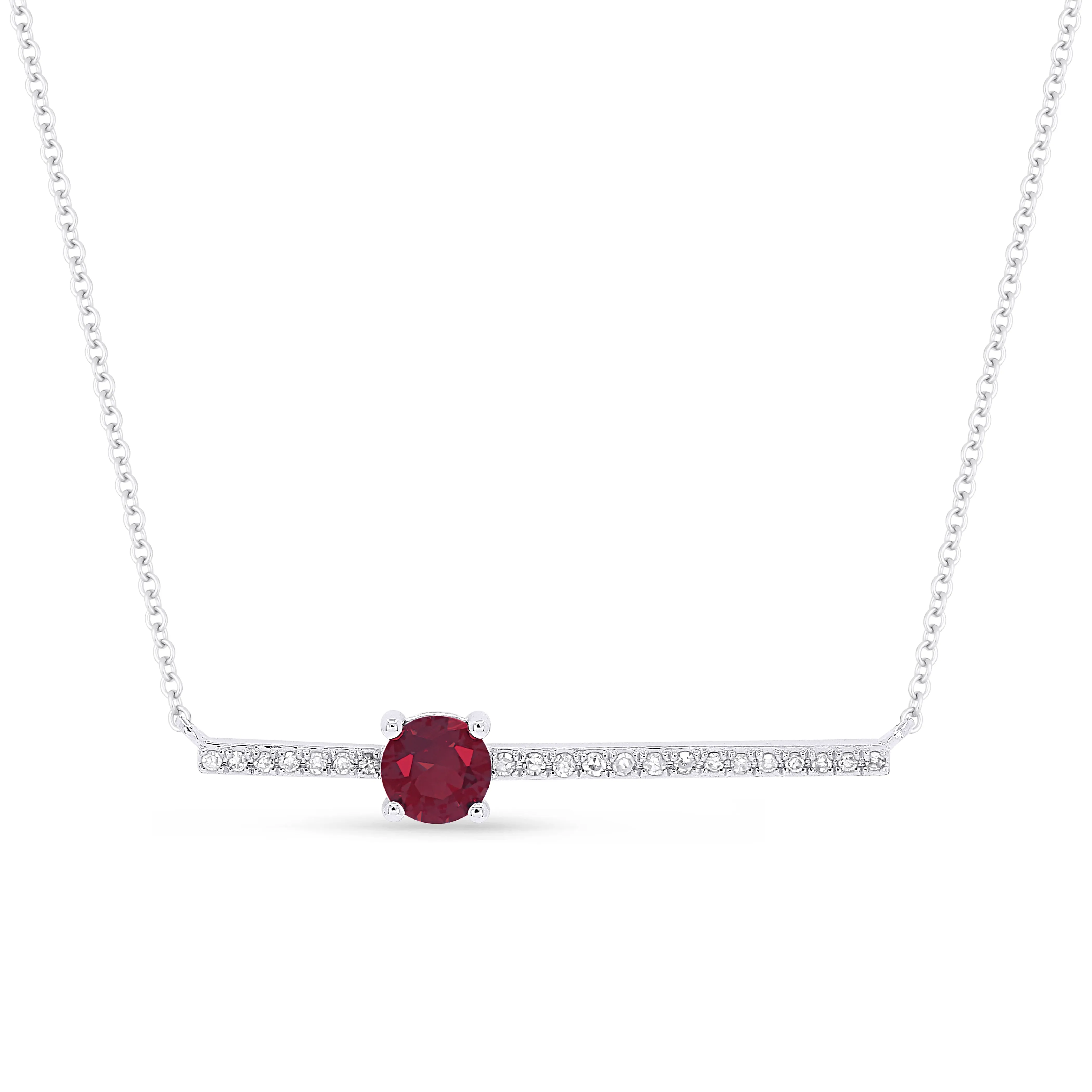 0.32Ct Created Ruby 18"necklacein 14K White Gold