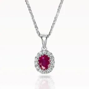 0.44ct Ruby and Diamond White Gold Necklace