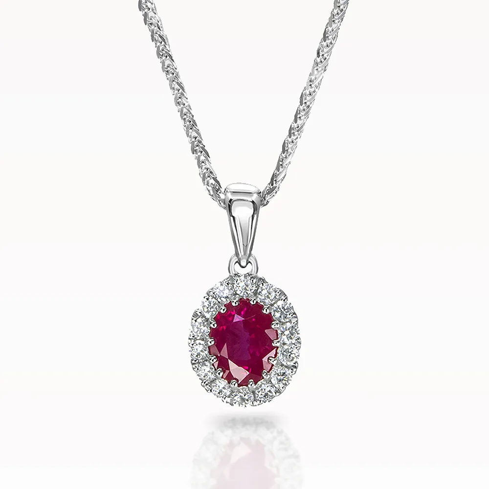 0.44ct Ruby and Diamond White Gold Necklace