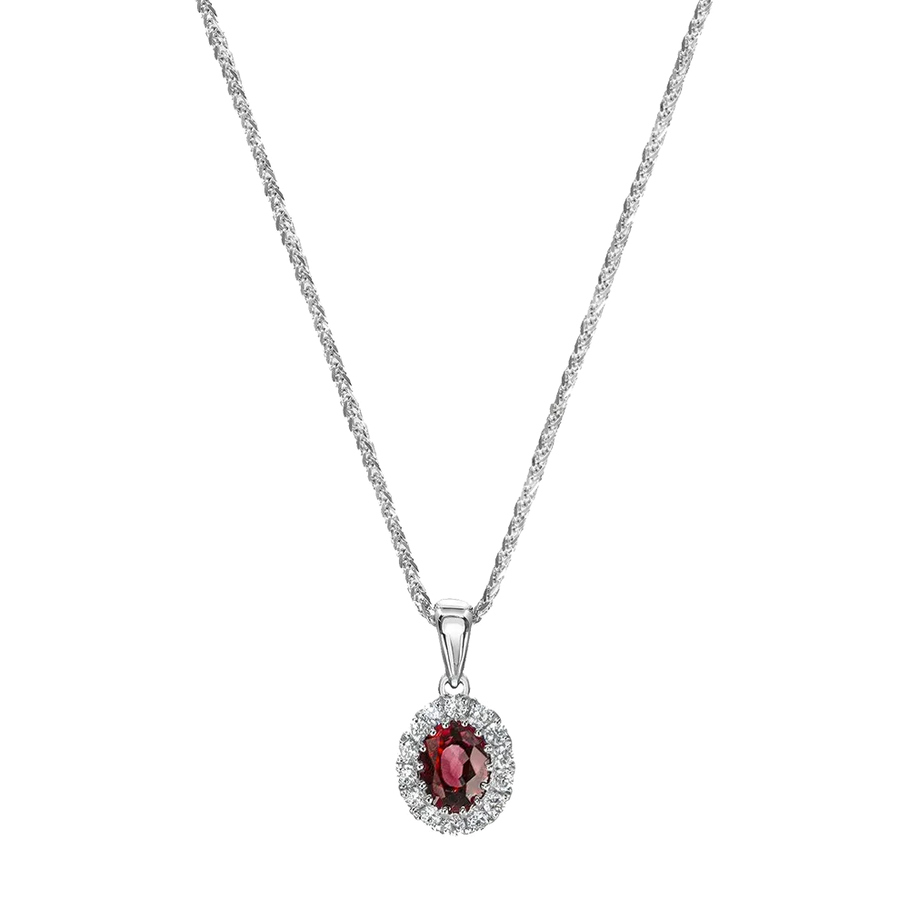 0.44ct Ruby and Diamond White Gold Necklace