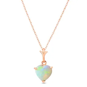 0.65 Carat 14K Solid Rose Gold Necklace Natural Heart Opal