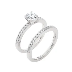 1 1/4 ctw Round Lab Grown Diamond Side Stone Bridal Set Ring