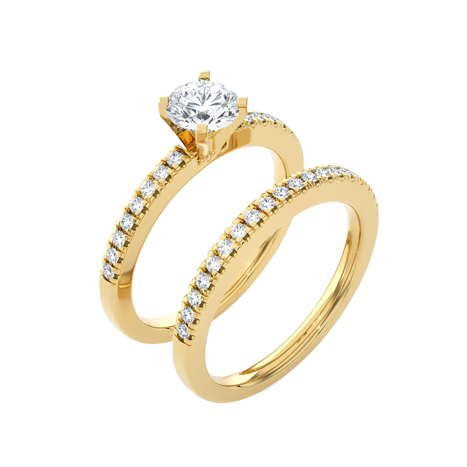 1 1/4 ctw Round Lab Grown Diamond Side Stone Bridal Set Ring