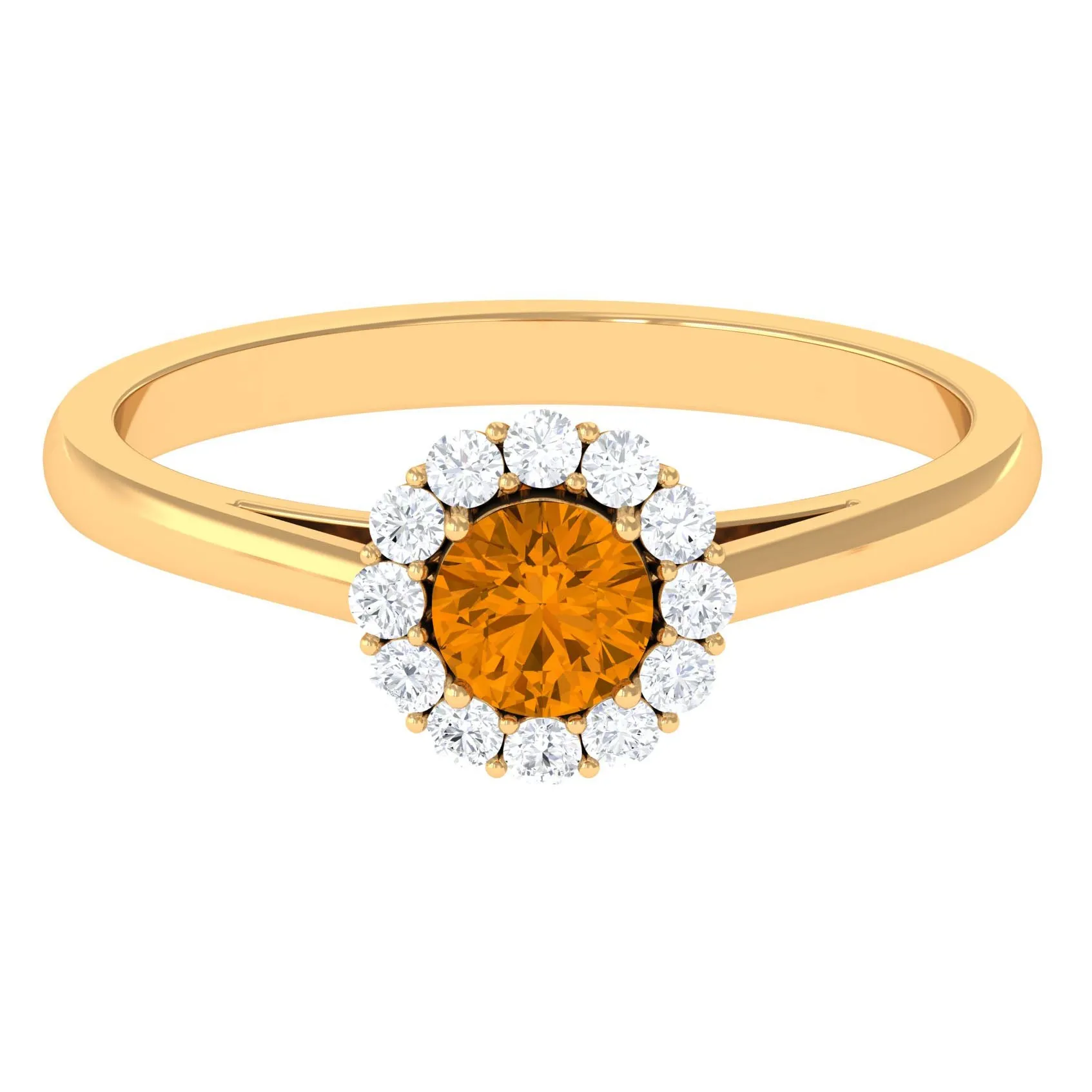 1 CT Citrine and Diamond Floating Halo Engagement Ring