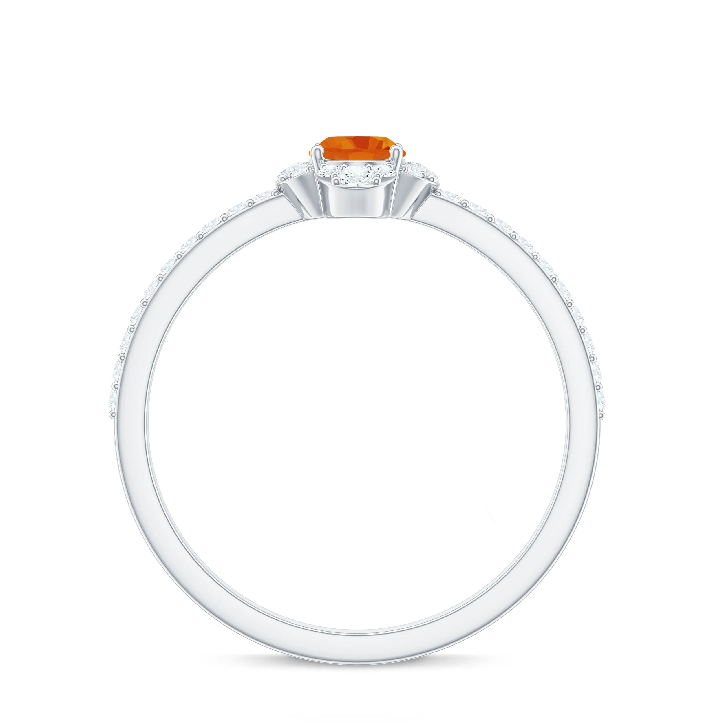 1 CT Oval Orange Sapphire Solitaire Ring with Diamond Halo