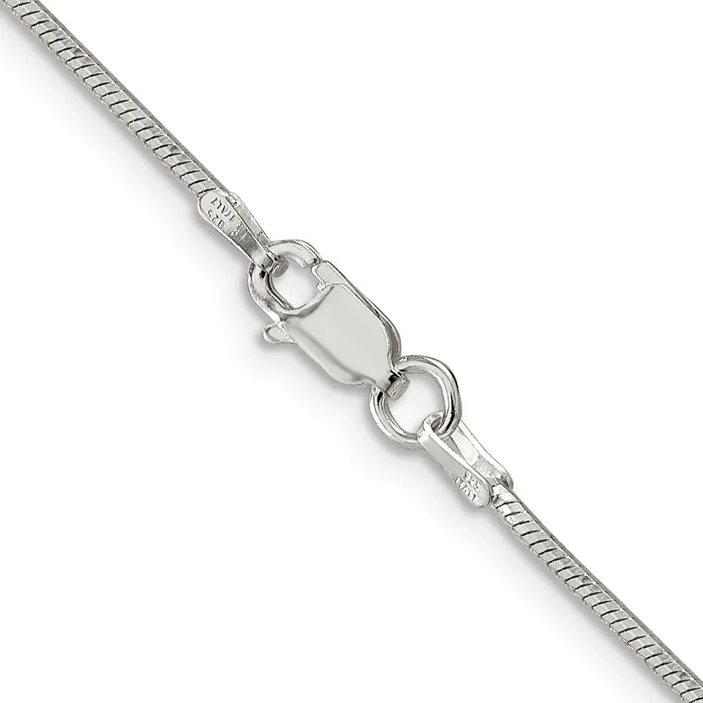 1.25mm, Sterling Silver Octagon Solid Snake Chain Anklet or Bracelet