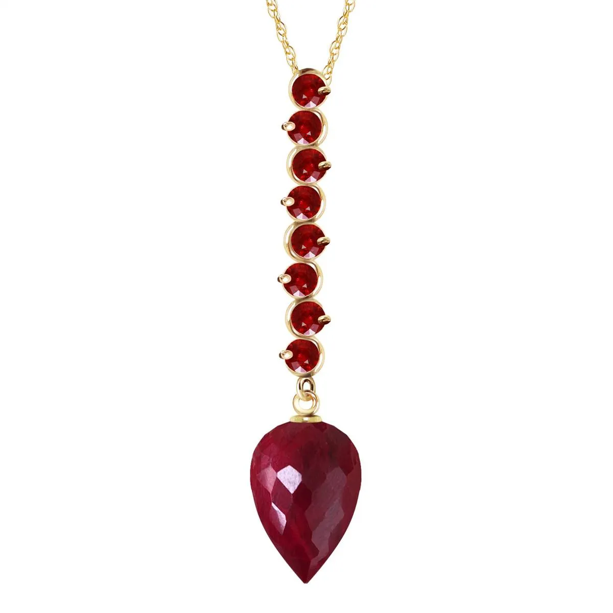 14.55 Carat 14K Solid Yellow Gold Necklace Pointy Briolette Drop Ruby