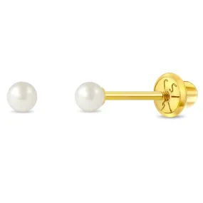 14k Classic 3mm Cultured Pearl Chidlren's Earrings