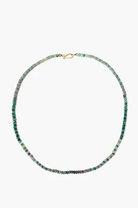 14k Emerald and Pink Sapphire Puka Necklace