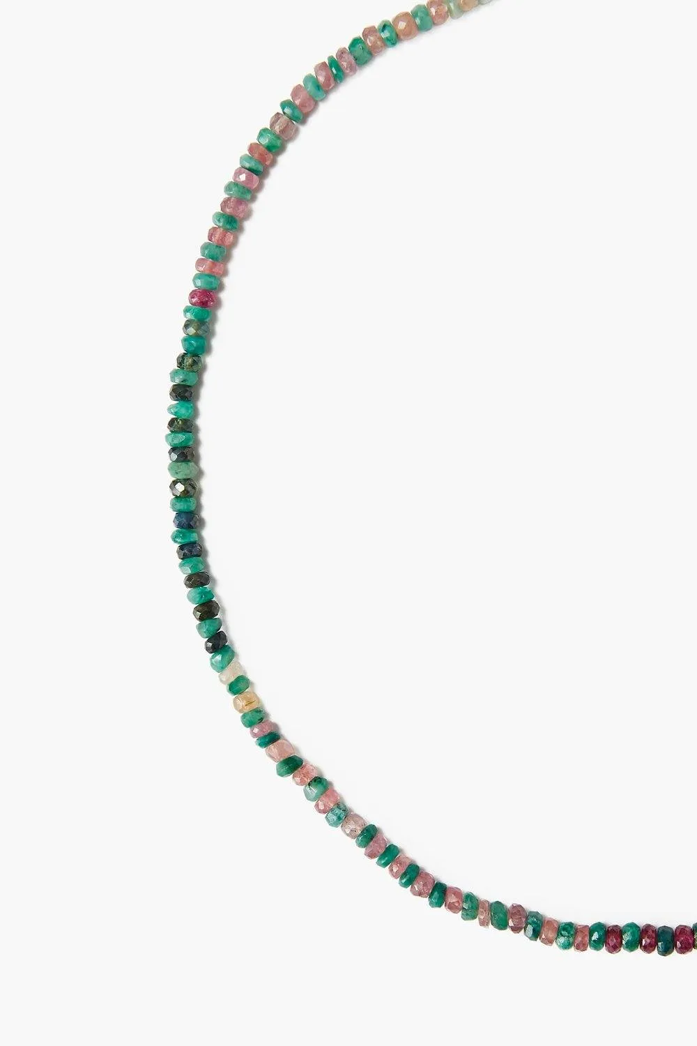 14k Emerald and Pink Sapphire Puka Necklace