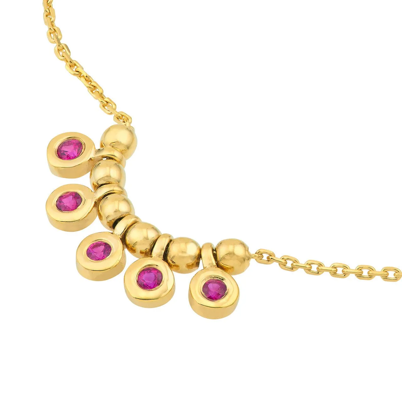 14K Gold Mini Ruby Bezel and Bead Pendant