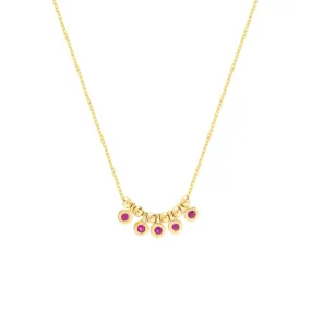 14K Gold Mini Ruby Bezel and Bead Pendant