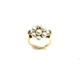 14k Gold White Pearl Cluster Ring