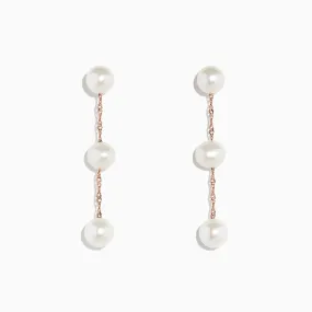 14K Rose Gold Cultured Fresh Water Pearl Drop Earrings