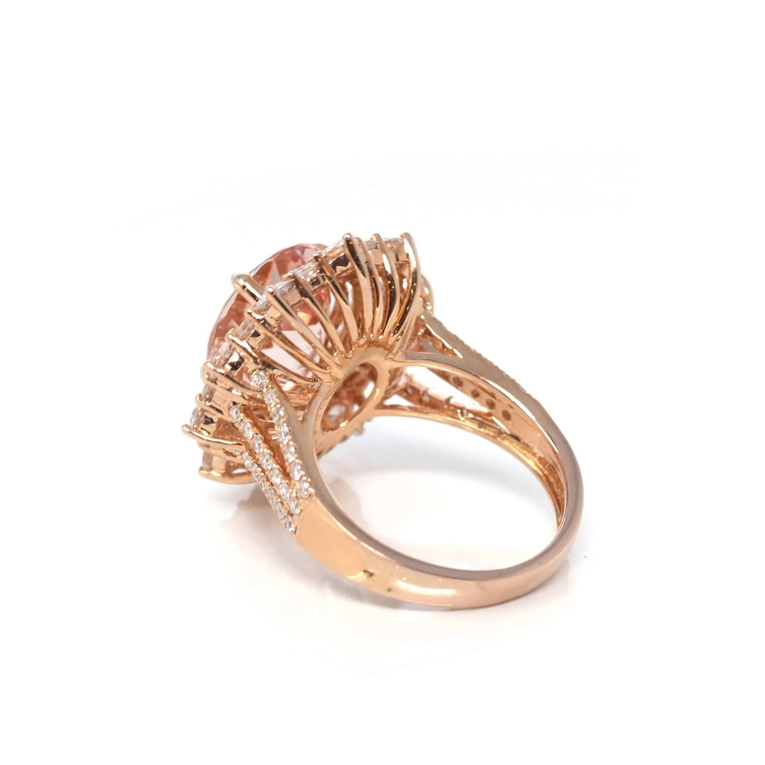 14k Rose Gold Natural 4.65ct 2.1CTW Morganite Ring with Diamonds