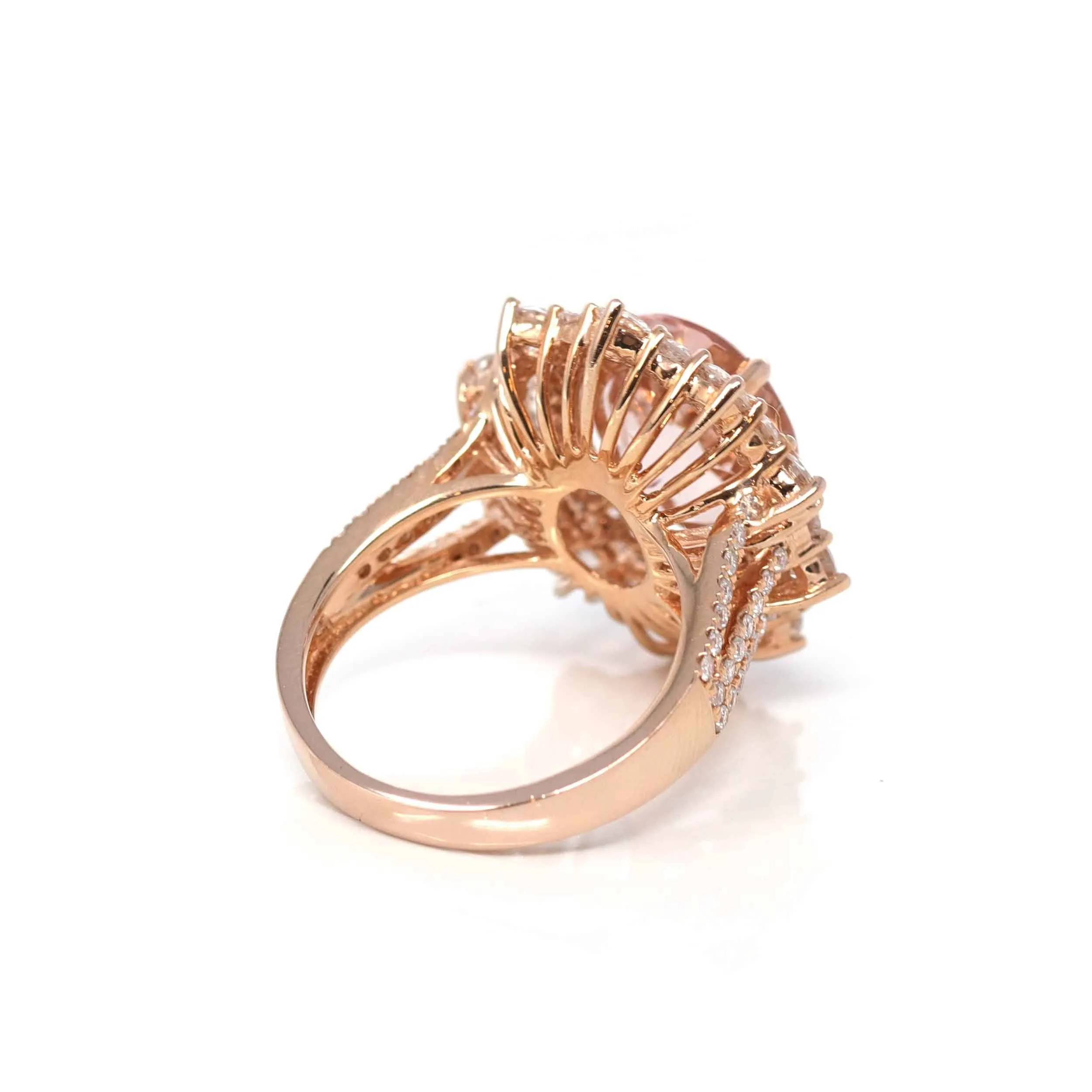 14k Rose Gold Natural 4.65ct 2.1CTW Morganite Ring with Diamonds