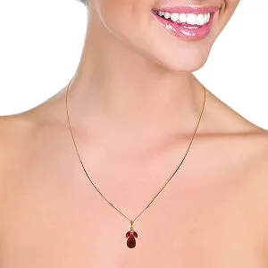 14K Solid Rose Gold Ruby Necklace Certified Genuine New