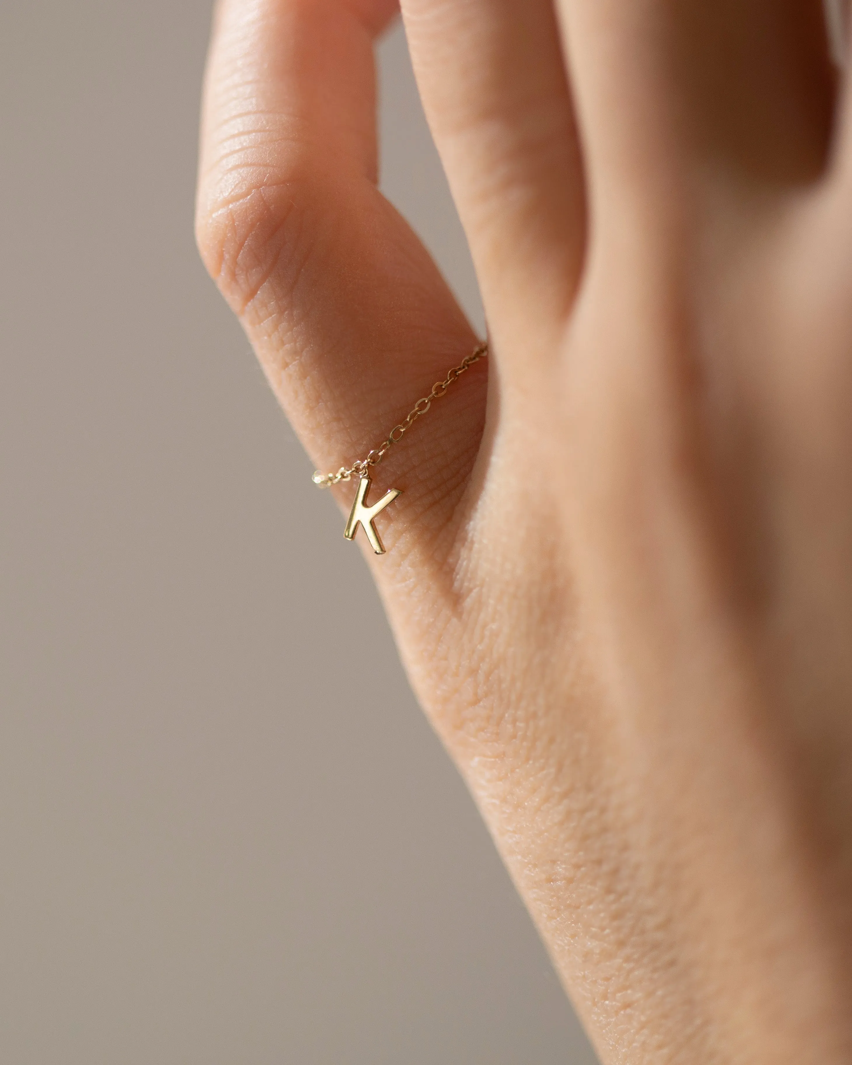 14k Super Dainty Chain Ring with Initial