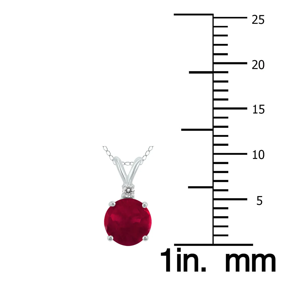 14K White Gold 5Mm Round Ruby And Diamond Pendant