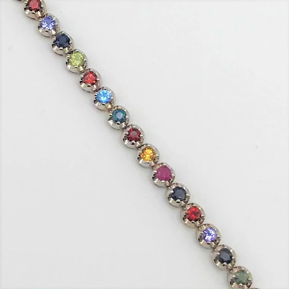 14K White Gold colored gems Tennis Bracelet