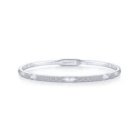 14K White Gold Diamond Pyramid Accent Bangle