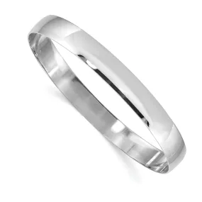 14k White Gold Solid Half-Round Slip-On Bangle