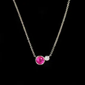 14K Yellow Gold 0.44 Carat Ruby and Diamond Necklace