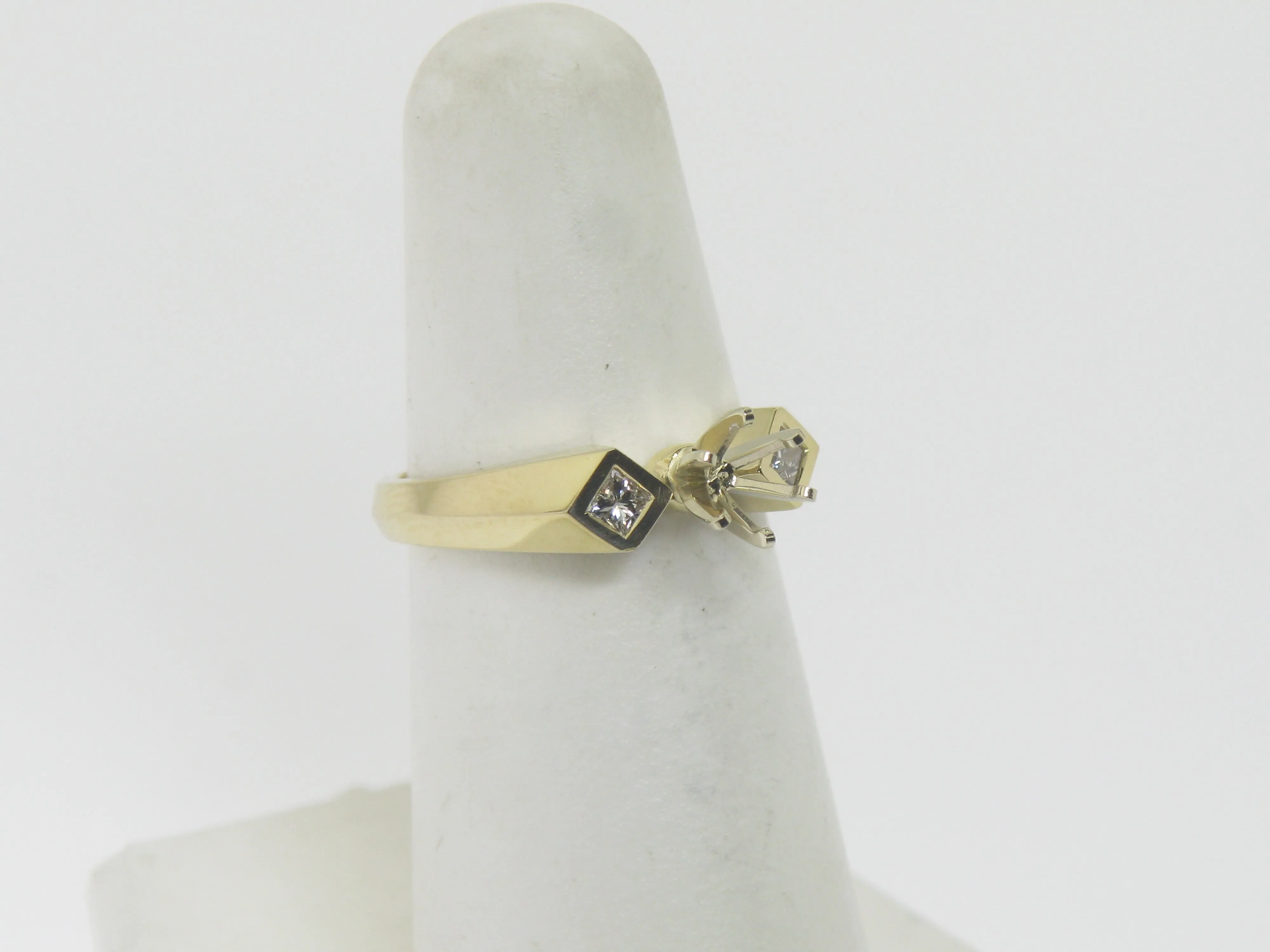 14K Yellow Gold Diamond Semi Mounting New Old Stock Jewelry