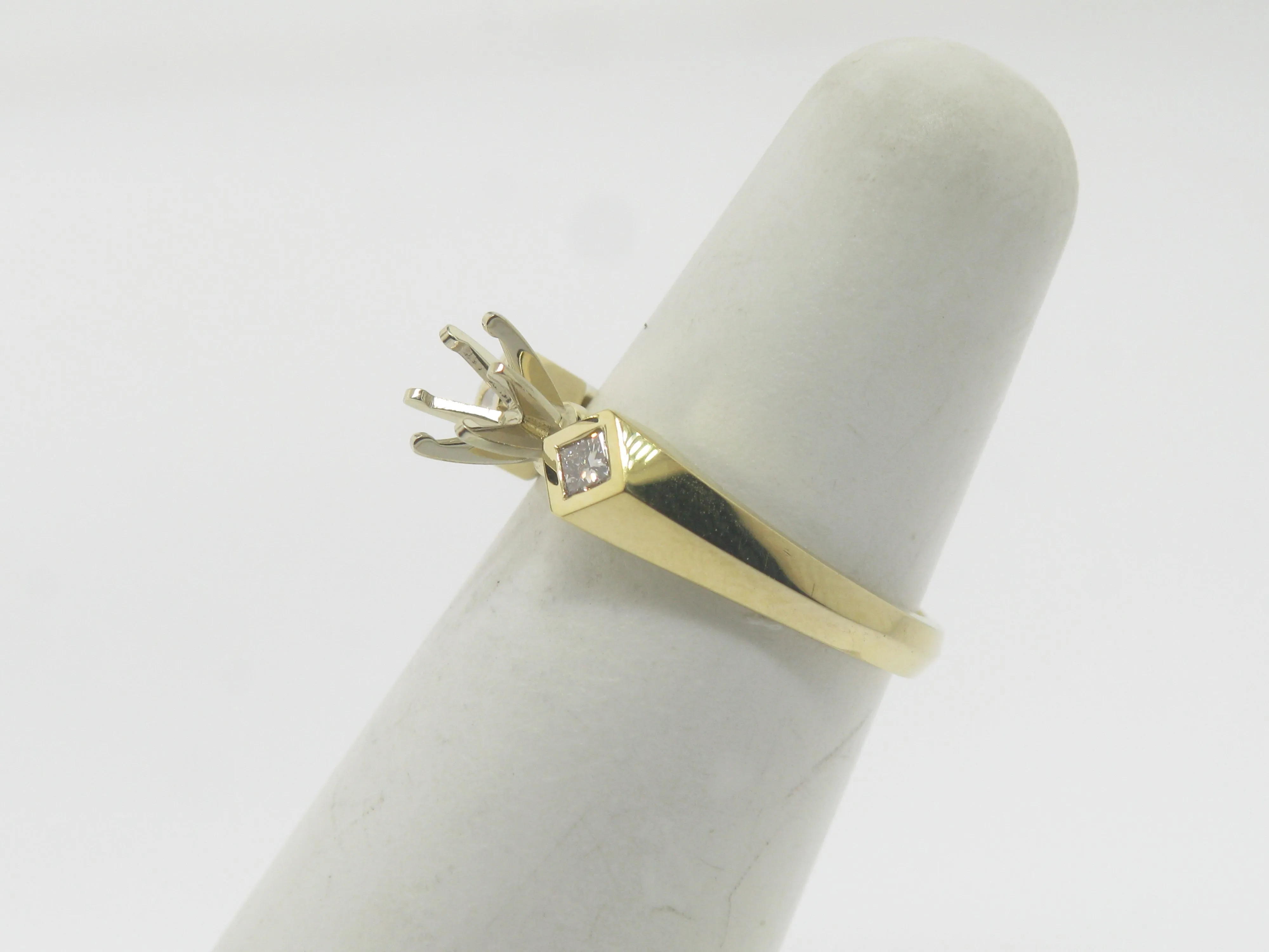 14K Yellow Gold Diamond Semi Mounting New Old Stock Jewelry