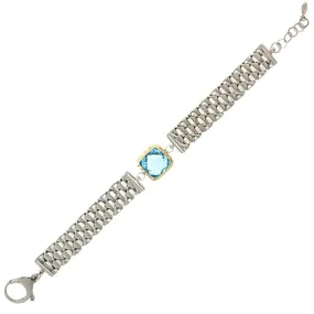 14Kt/Silver Blue Topaz Bracelet (143-EL03B-BTD)