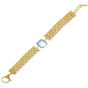 14Kt/Silver Blue Topaz Bracelet (143-EL03G-BTD)