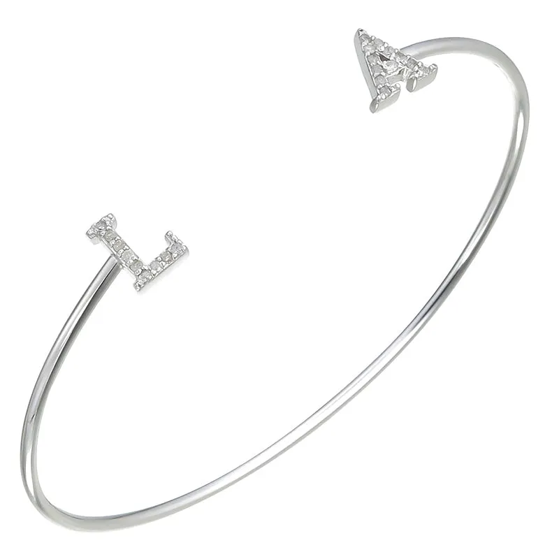 1/8 cttw Diamond Bangle Bracelet .925 Sterling Silver With Rhodium Los Angeles