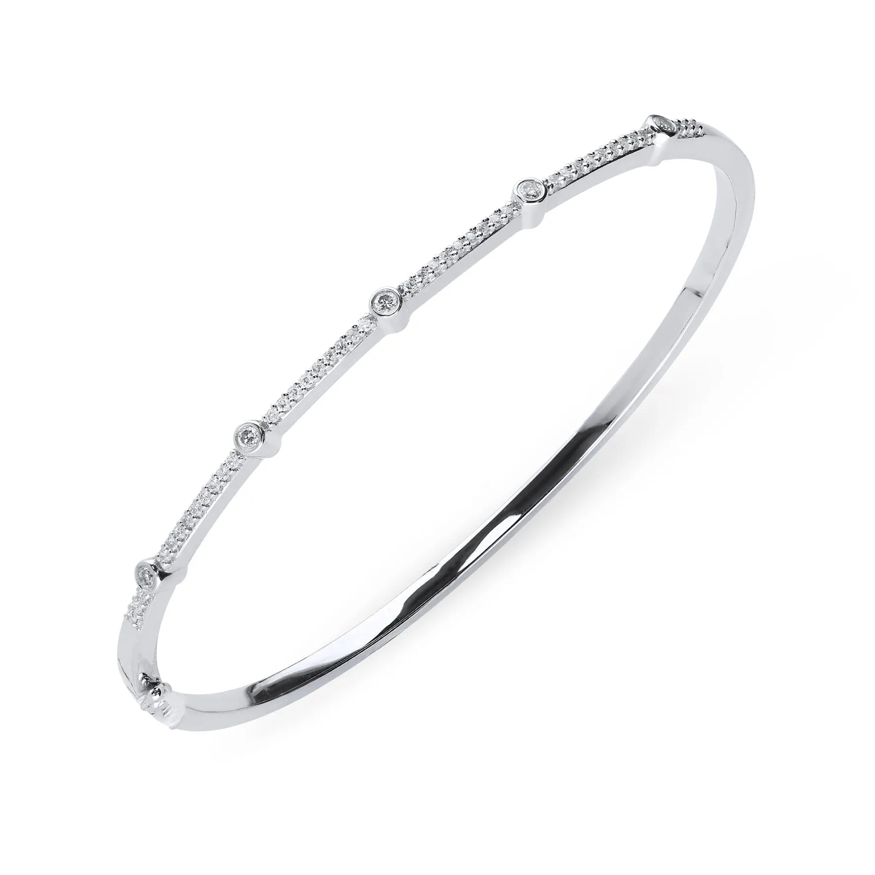 18ct White Gold 0.35ct Diamond Hinged Bangle