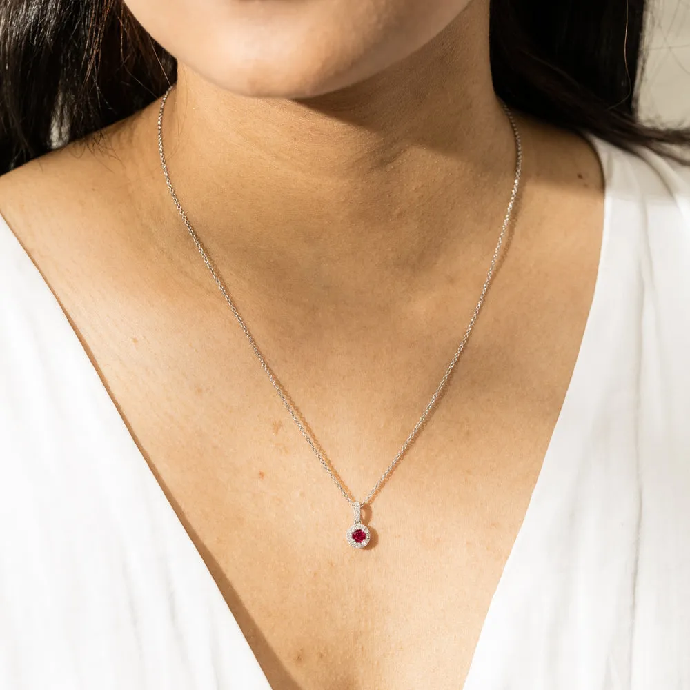 18ct White Gold Ruby & Diamond Necklace