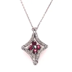 18ct White Gold Ruby & Diamond Pendant