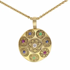 18k Aztec Calendar Pendant - M-155