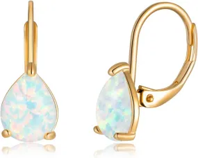 18k Gold Blue Opal Drop Earrings