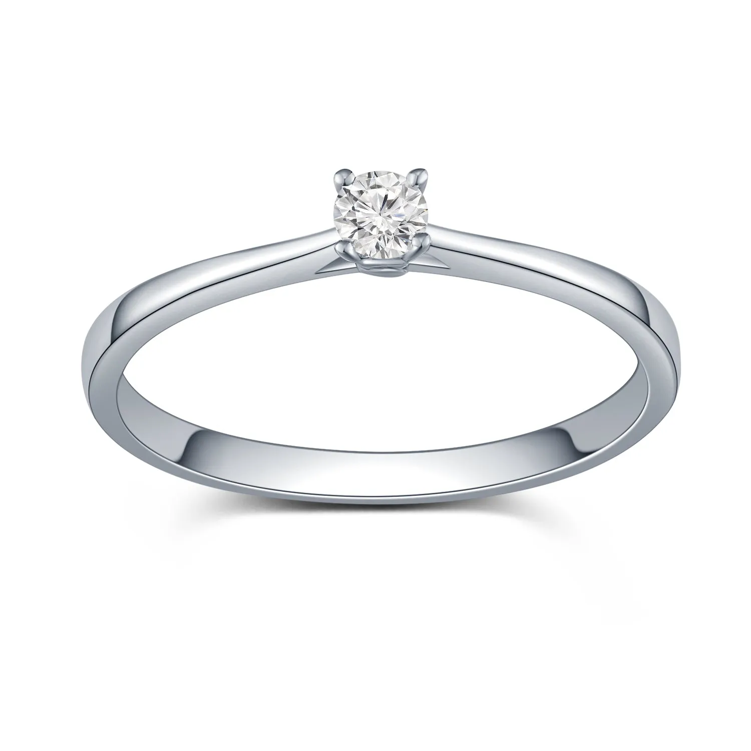 18K Gold Solitaire Diamond Ladies Ring