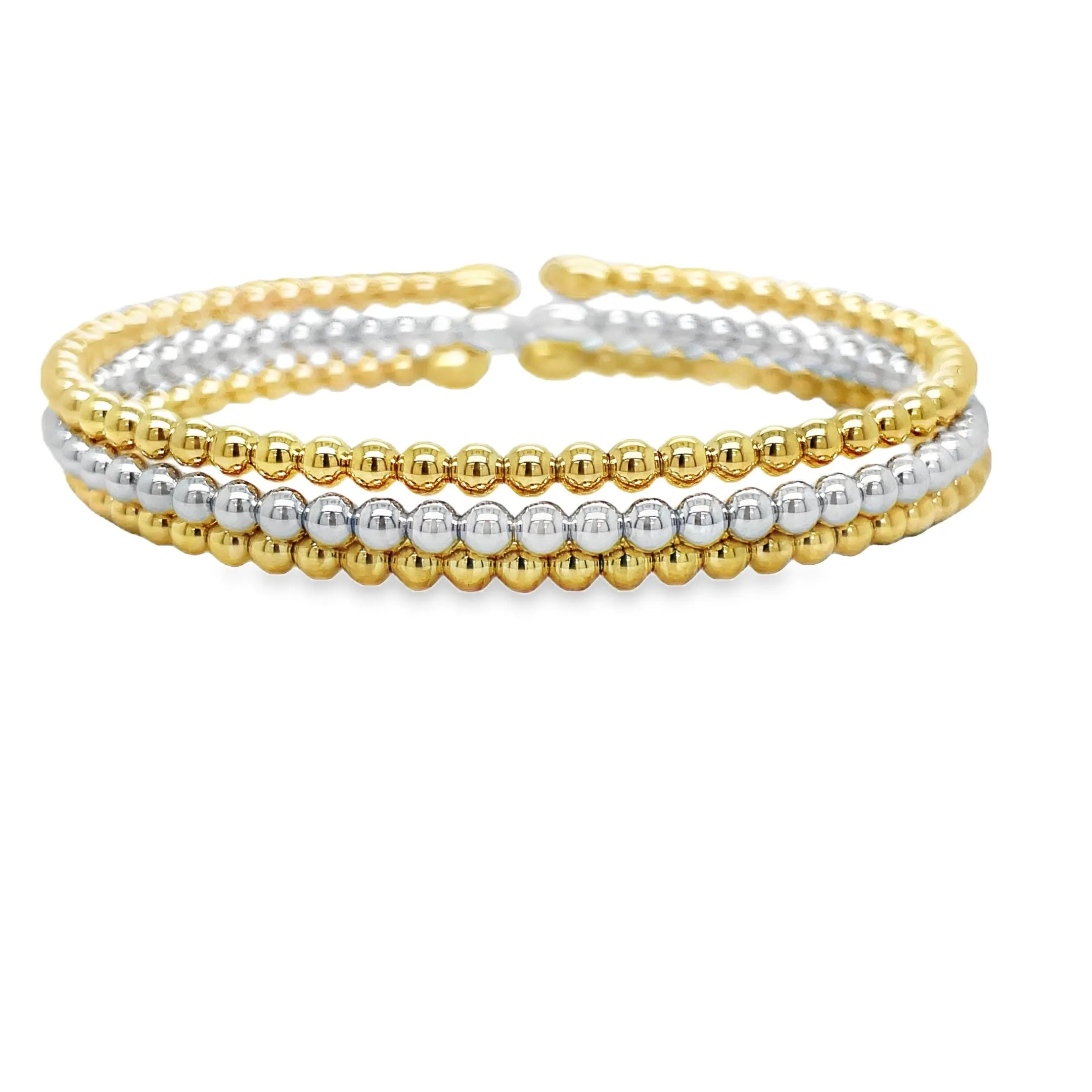 18k Italian White Gold Bead Bangle Bracelet