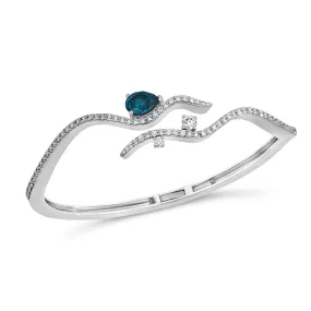 18k Mirage White Gold Bracelet/bangle With 1.32 Cts Vs-Gh Diamonds  And Topaz