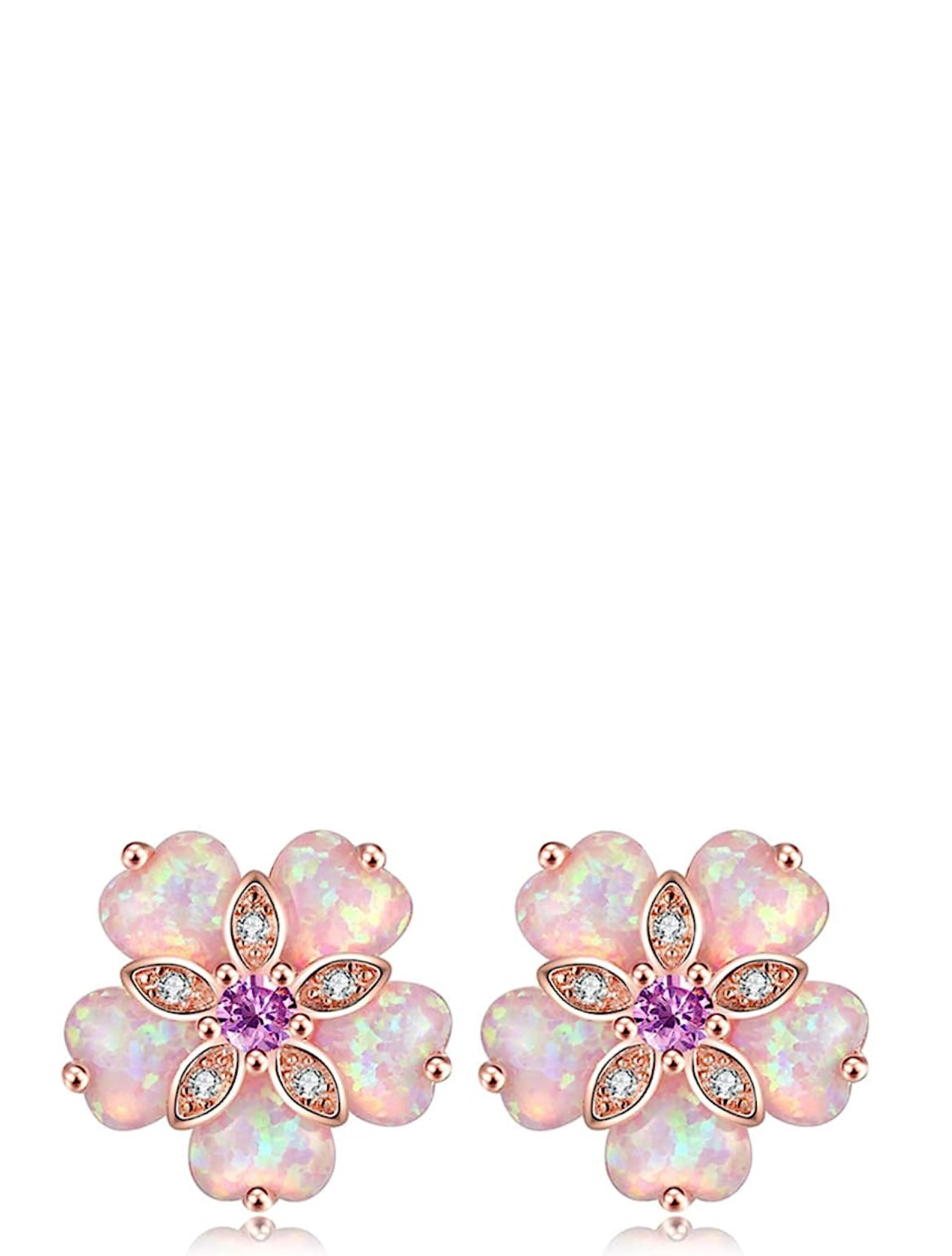 18K Rose Gold Multi Pink Opal Stud Earrings