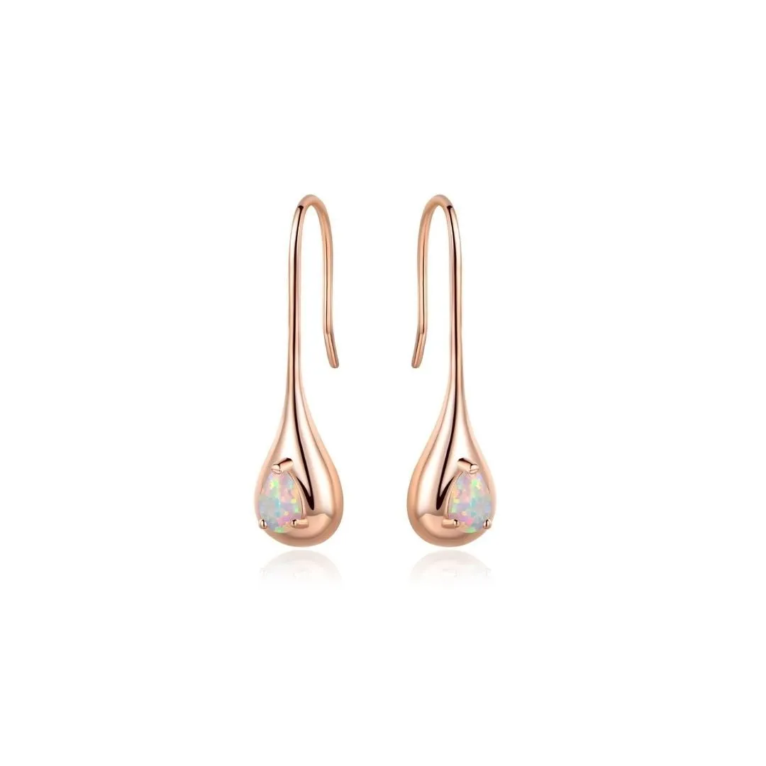 18k Rose Gold Plated Fire Opal Teardrop Earrings