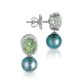 18K Tourmalines And South Sea Pearl Earrings