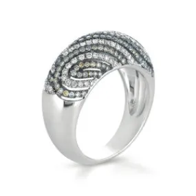 18K White Gold Fashion Ring With White And Brown Diamonds