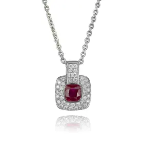 18K White Gold Ruby and Diamond Necklace