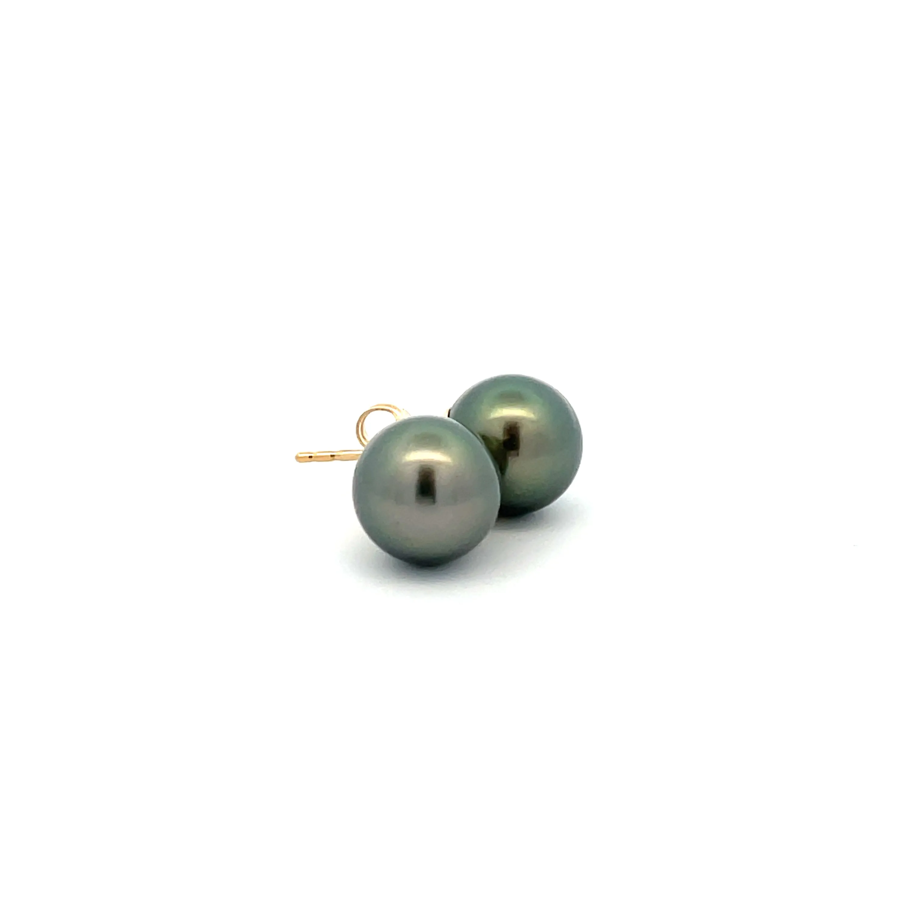 18K Yellow Gold Tahitian 11-12 mm Cultured Pearl Stud Earrings