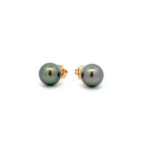 18K Yellow Gold Tahitian 11-12 mm Cultured Pearl Stud Earrings