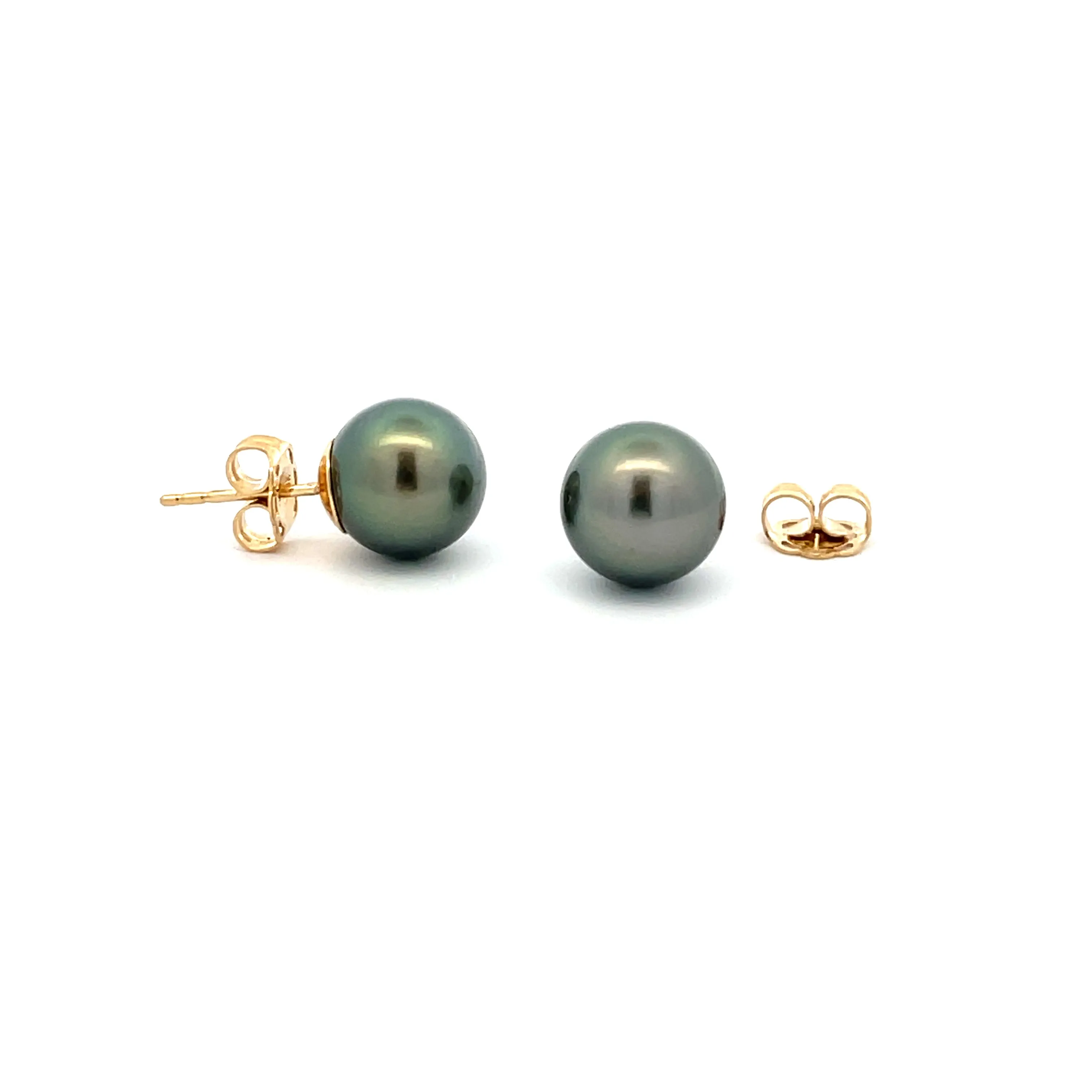 18K Yellow Gold Tahitian 11-12 mm Cultured Pearl Stud Earrings