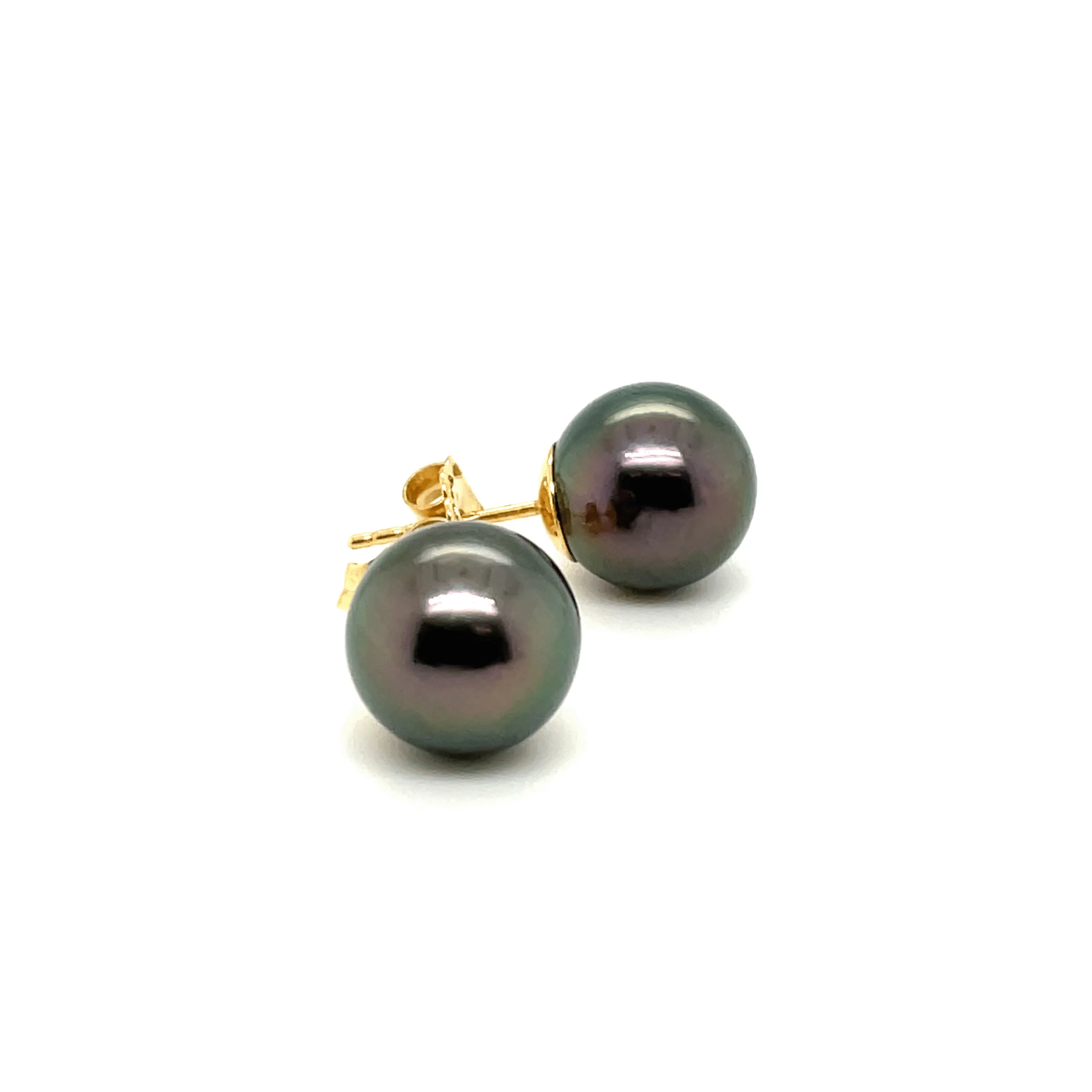 18K Yellow Gold Tahitian Cultured Pearl Stud Earrings