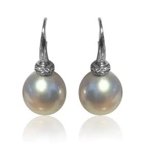 18kt White Gold Pearl and diamond earrings